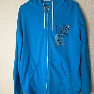 Bluish Green Aqua Hoodie with Olaf Design Unisex Large